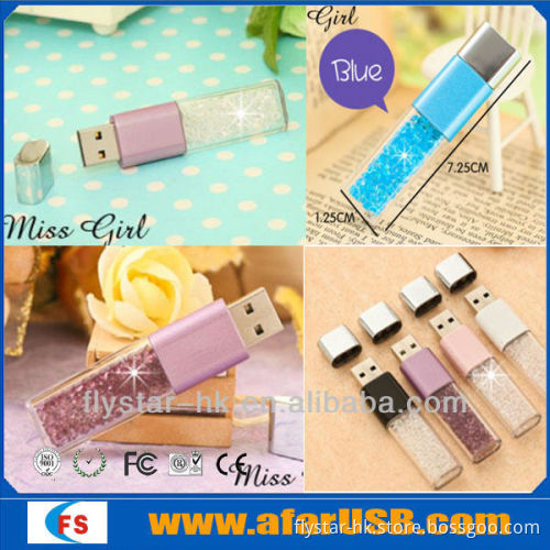 Popular jewelry crystal necklace usb pen drive women necklace 2GB 4GB 8GB 16GB 32GB